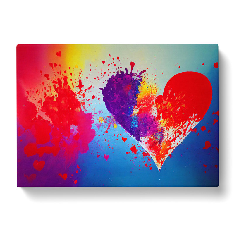 Love Heart Splash Vol.1 Abstract - Wrapped Canvas Painting, 35cm H x 50cm W x 3cm D