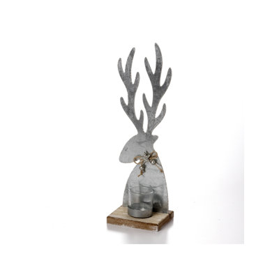 Petit porte-photophore en métal cerf