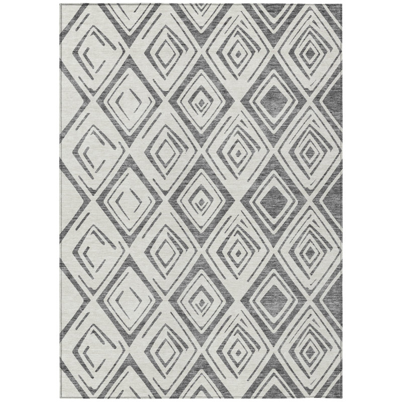 Tapis intérieur lavable à motif géométrique 9 pi x 12 pi ivoire