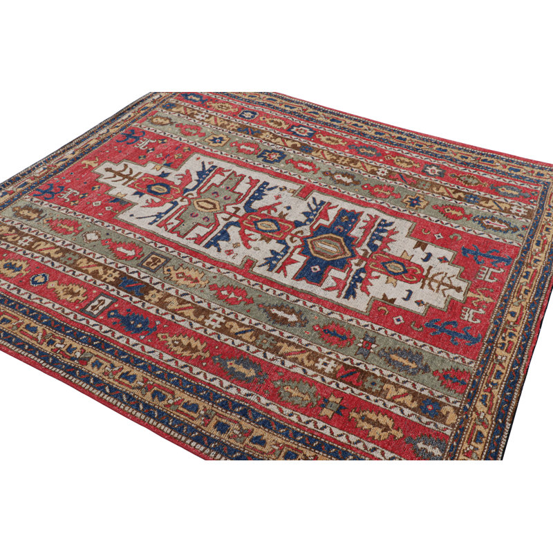 Rug & Kilim’S Tribal Style Square Rug In Red With Geometric Patterns
