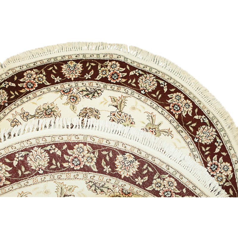 High-Quality Hand-Knotted Ivory And Wine Area Rug