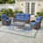 Blue Cushion/Brown Frame