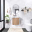 Meuble-lavabo flottant 18 po avec poignée en métal, lavabo imitation chêne et vasque intégrée en céramique