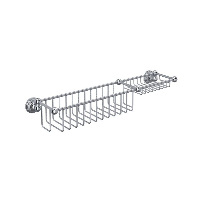20.13" Bottle Basket with Soap Tray, Polished Chrome