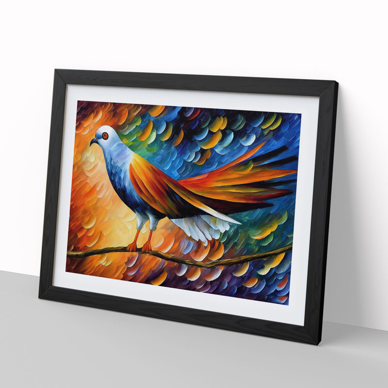 Pigeon Bird Vol.2 Abstract - Single Picture Frame Print, 46cm H x 64cm W x 2cm D, Black Framed