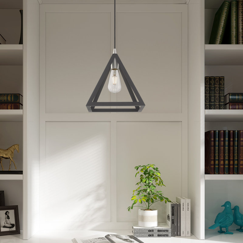 Luminaire suspendu géométrique à 1 lumière Avilez, Gris scandinave