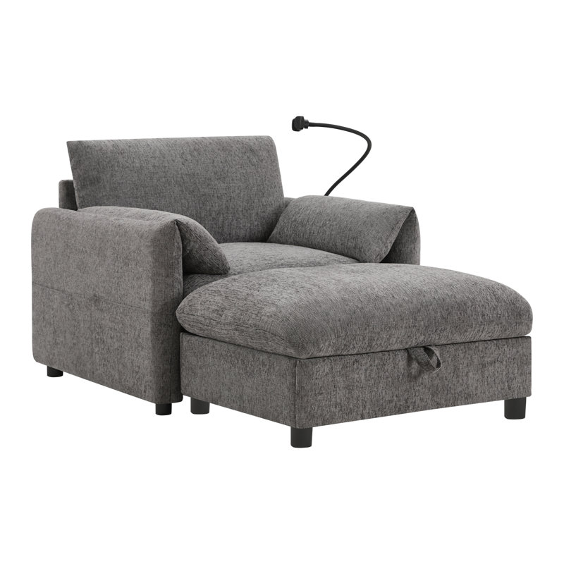 Canapé simple 38 po avec repose-pieds, Gris