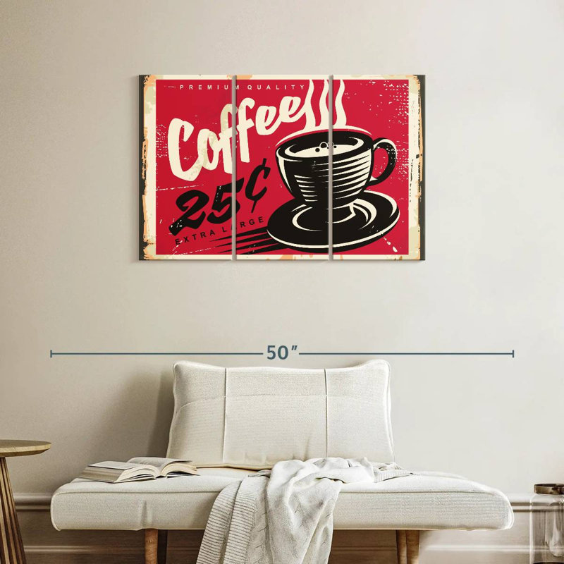 Vieille affiche murale café, H 24 po x l 38 po