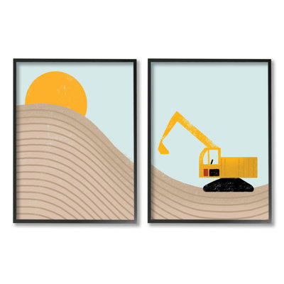 «Construction Truck Under Desert Sun Mountain Wave» par Daphne Polselli - ensemble de 2 impressions