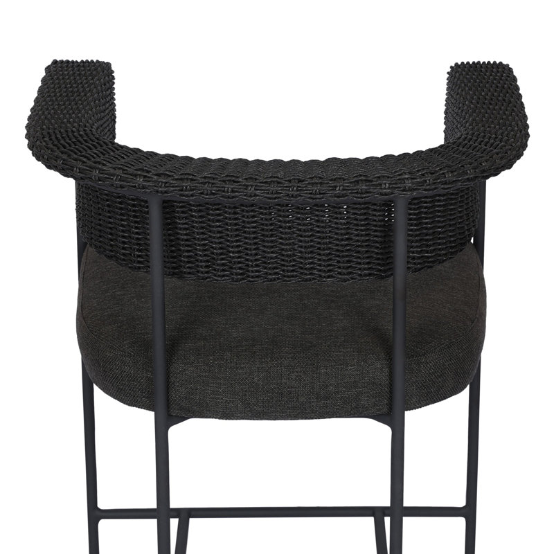 Carrie Outdoor Bar Stool, Black, 26", Black