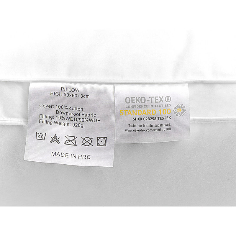 Scheinuk Cotton Bed Feather & Down Medium Support Pillow, 50cm H x 60cm W x 10cm D