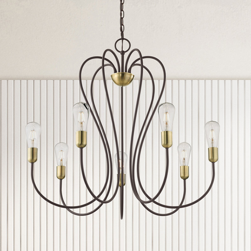 Lustre classique / traditionnel à 7 lumières de style bougie Rocha, Bronze