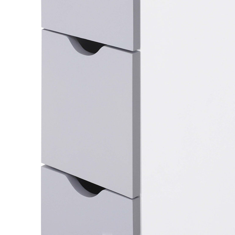 Armoire de rangement pour salle de bain de 54 po de hauteur, tour à linge autoportante avec tablette à 2 niveaux et tiroirs, rangement de plancher étroit