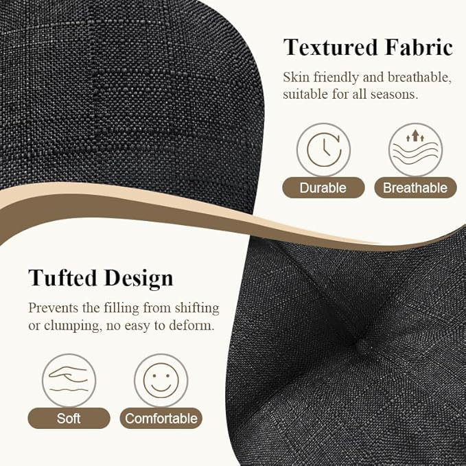 Casabella Chair pads, Dining Chairs Cushion  4 Pc Cushions, Black