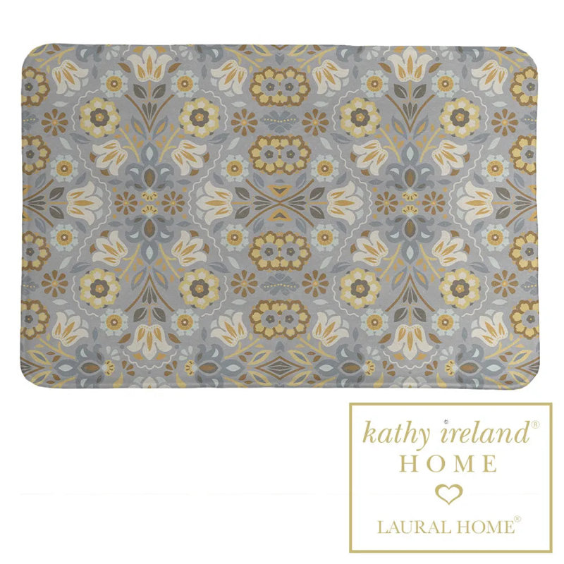 Tapis en mousse à mémoire de forme Kathy Ireland Home Indochine par Laural Home, gris