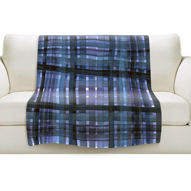 Couverture en sherpa doux bleu écossais, l 51 po x L 60 po