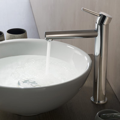 Blossom Chrome Finish Tall Single Hole Vessel Sink Faucet – Modern Solid Brass Bathroom Vanity Faucet with Single Handle and Water Supply Hose
