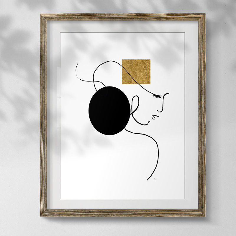 Formes et lignes I, Papier avec cadre noyer, Blanc