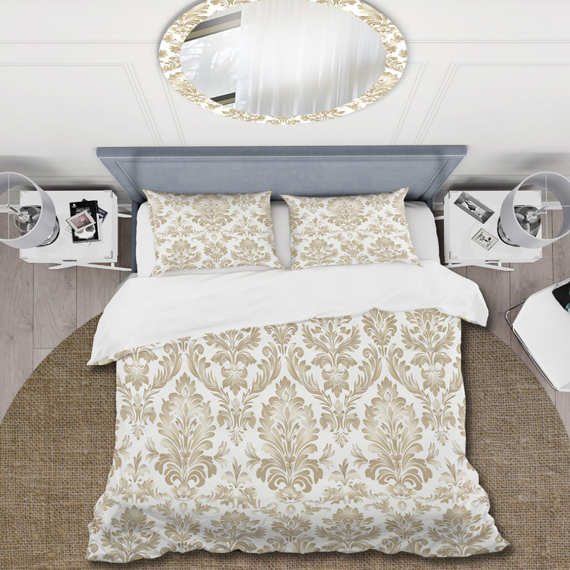 Ensemble de housse de couette Beige Classic Damask Bliss I - Traditional, Housse de couette très grand et 2 très grandes t