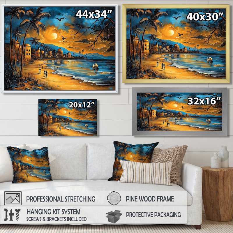 Décoration de plage à la plage au Brésil I - Plage côtière, 24" H x 32" W, Cadre flottant sans passe-partout, Noir