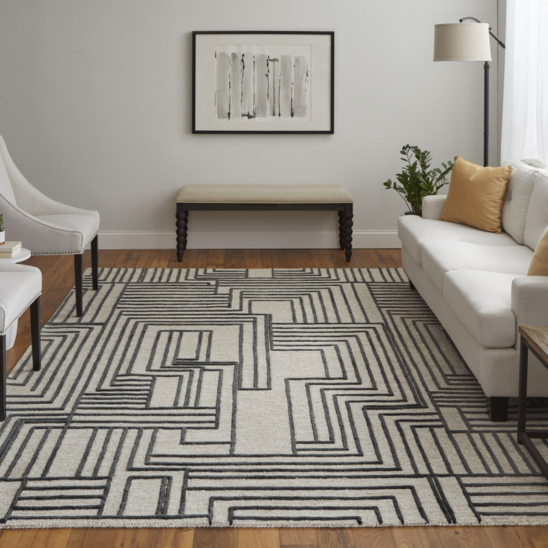 Gansett Modern Geometric, Tan/Brown Area Rug, Rectangle 2' x 3'