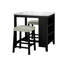 Ensemble de salle à manger 3 pièces : table rectangulaire laquée avec rangement et tabourets à coussins bouclés, plateau en bois d'ingénierie noir et blanc, 2 tabourets à coussins.