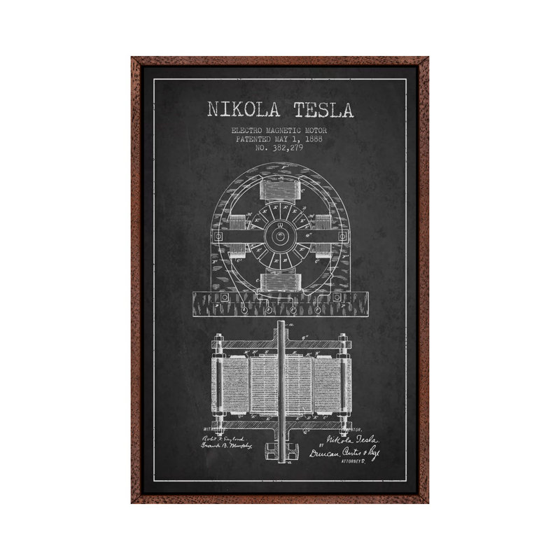 Electro Motor by Aged Pixel - Print on Canvas, 152.5 cm H x 101.5 cm W, Classic Brown Wood Framed