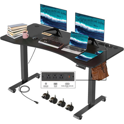 Height Adjustable Standing Desk With Built-in Outlets -  Inbox Zero, C6FC54749938463DAA324AEC2CE807B3