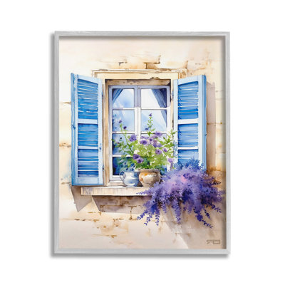 Cottage Windowsill Bouquet Framed Giclee Art by RB