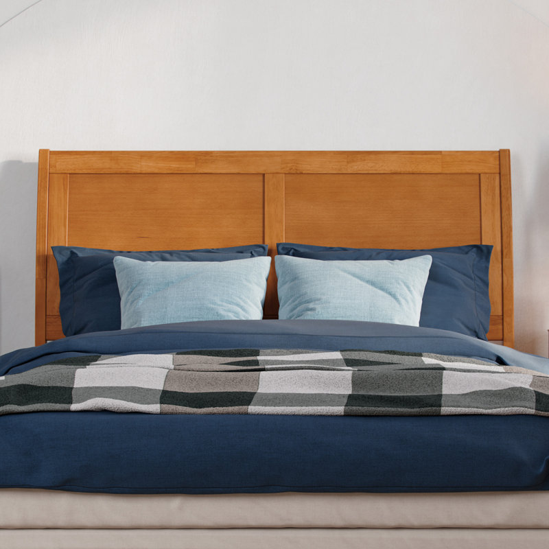  Lampley Solid Wood Foundation Bed , Full, Light Toffee
