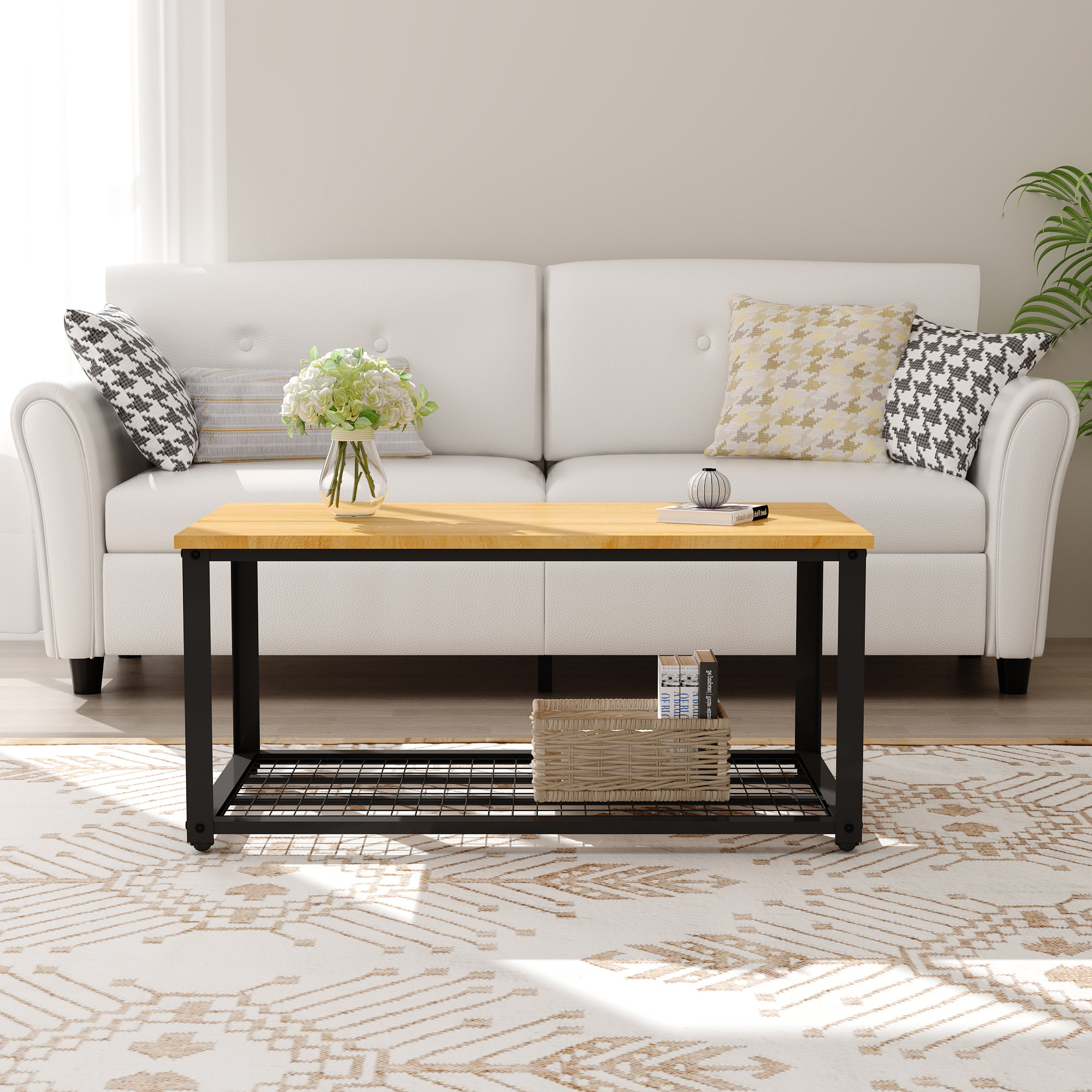17 Stories 4 Legs Coffee Table with Storage | Wayfair