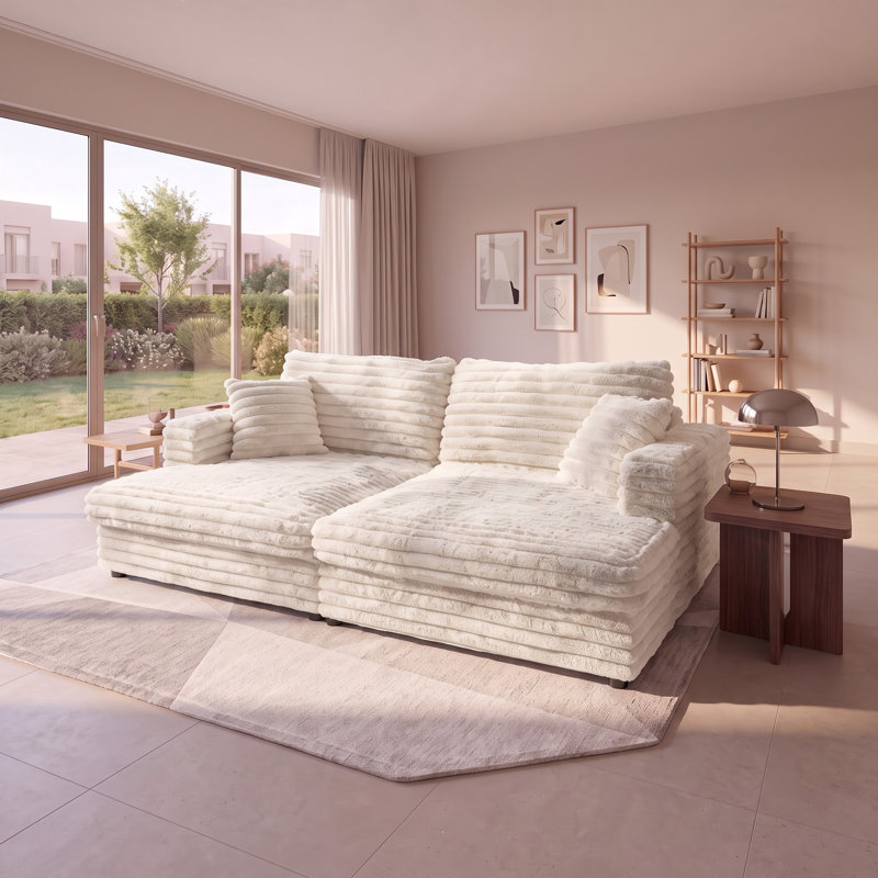 Chaise longue surdimensionnée à assise profonde avec canapé-lit et coussins décoratifs Cloud, Beige