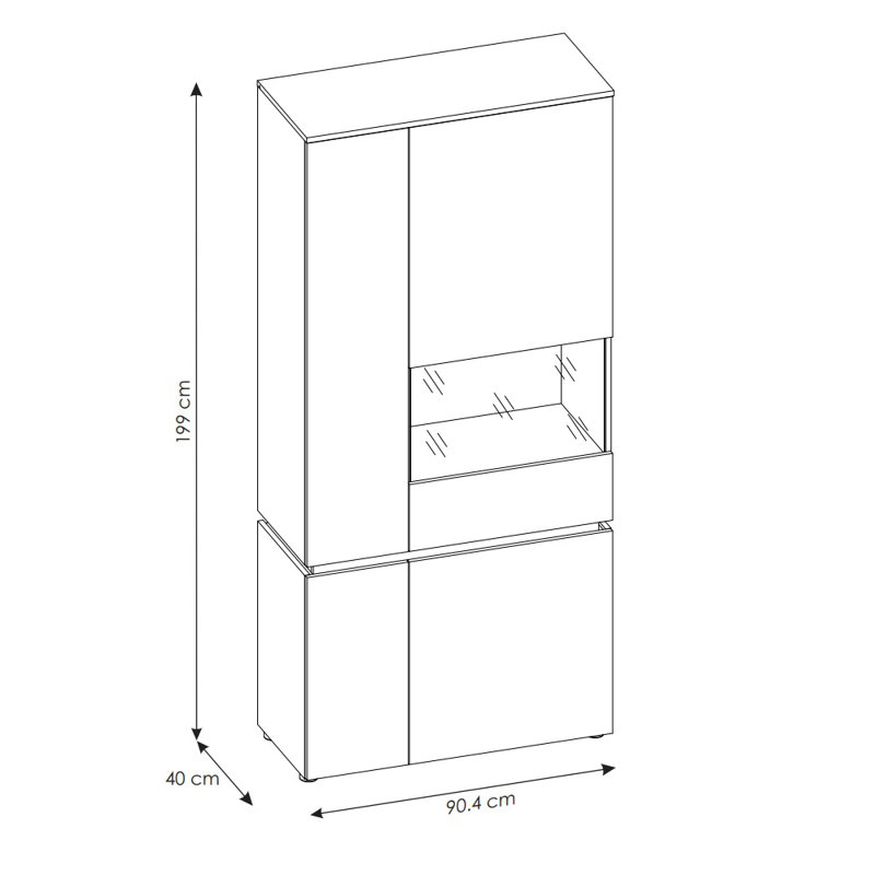 Bobbye Display Cabinet, Oak/White, Right