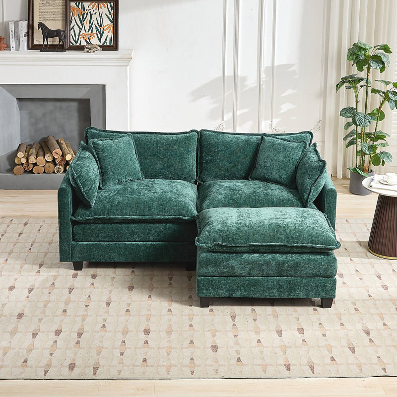 Cloud Sofa Ottoman Only, Sectional Couch, Green