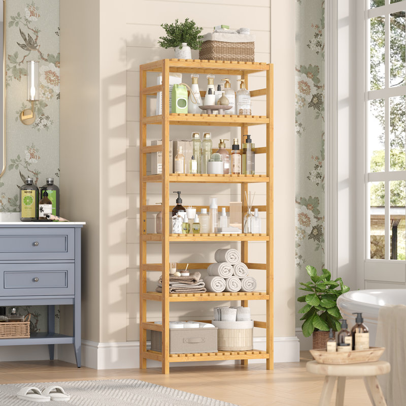 Étagère de salle de bain en bambou H 63,4 "x l 23,6", Paquet de 1
