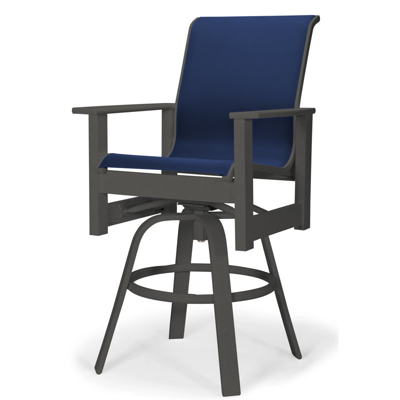Fauteuil pivotant à hauteur de barre Leeward MGP, Bleu marine 13D Sunbrella®, Graphite texturé