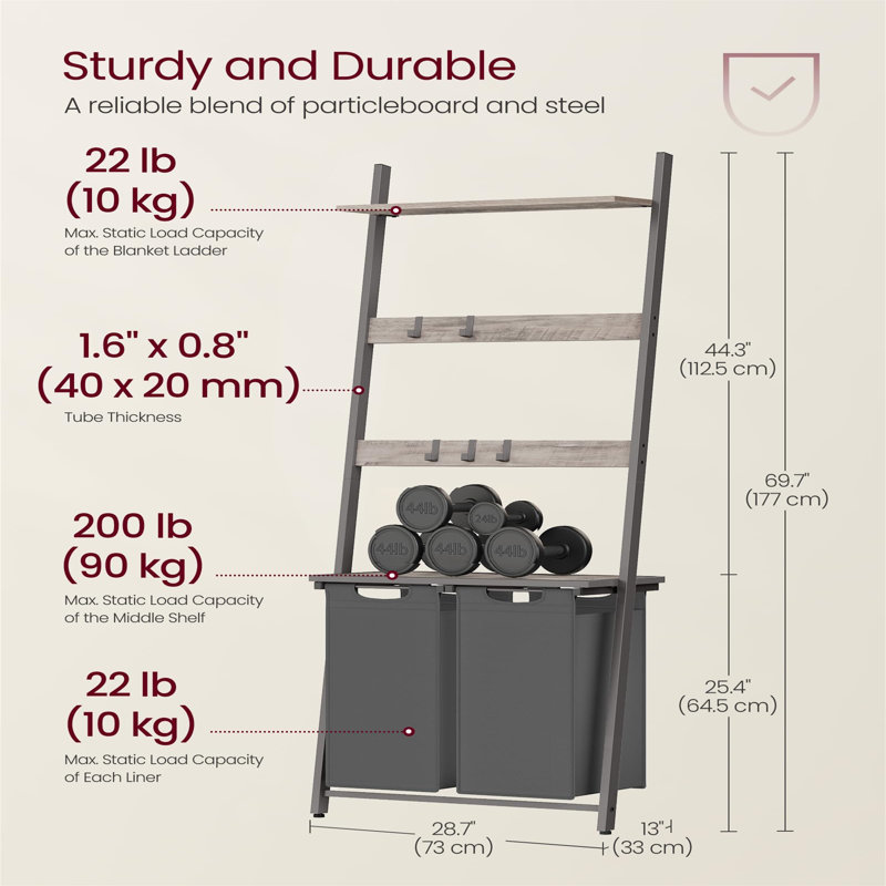 Metal Laundry Basket, Heither Greige/Slate Grey