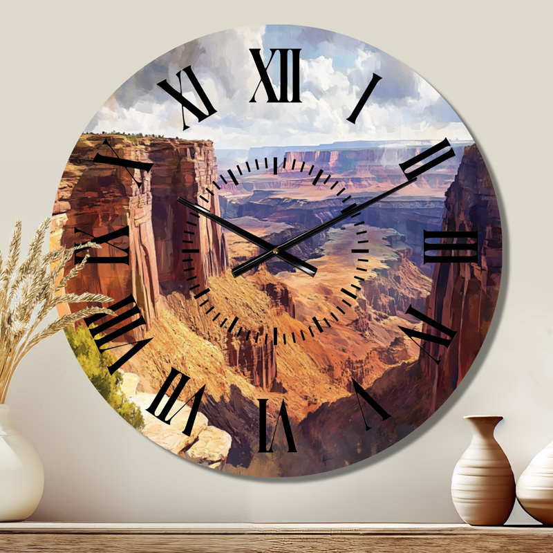 Horloge murale en métal blanc de style sud-ouest, motif de paysage de Canyonlands, Médium