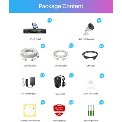 8CH PoE Security Camera System with 1TB HDD, 4MP Outdoor PoE Cameras with Audio, Motion Sensor