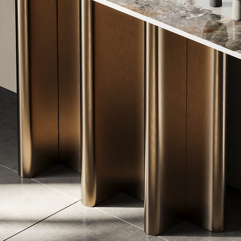 Console de style italien en pierre frittée., H 33,4 po x l 47,2 po x P 13,7 po