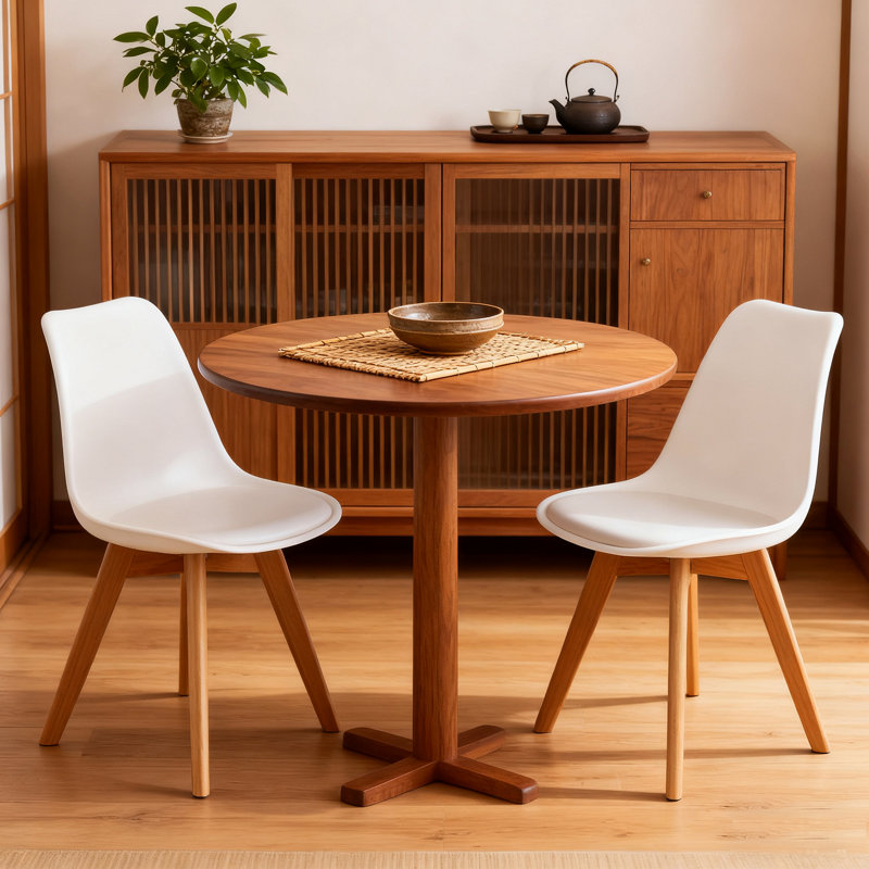 Malijah Modern Dining Chairs Set of 4 with PU Leather Cushion, Wood Frame, White