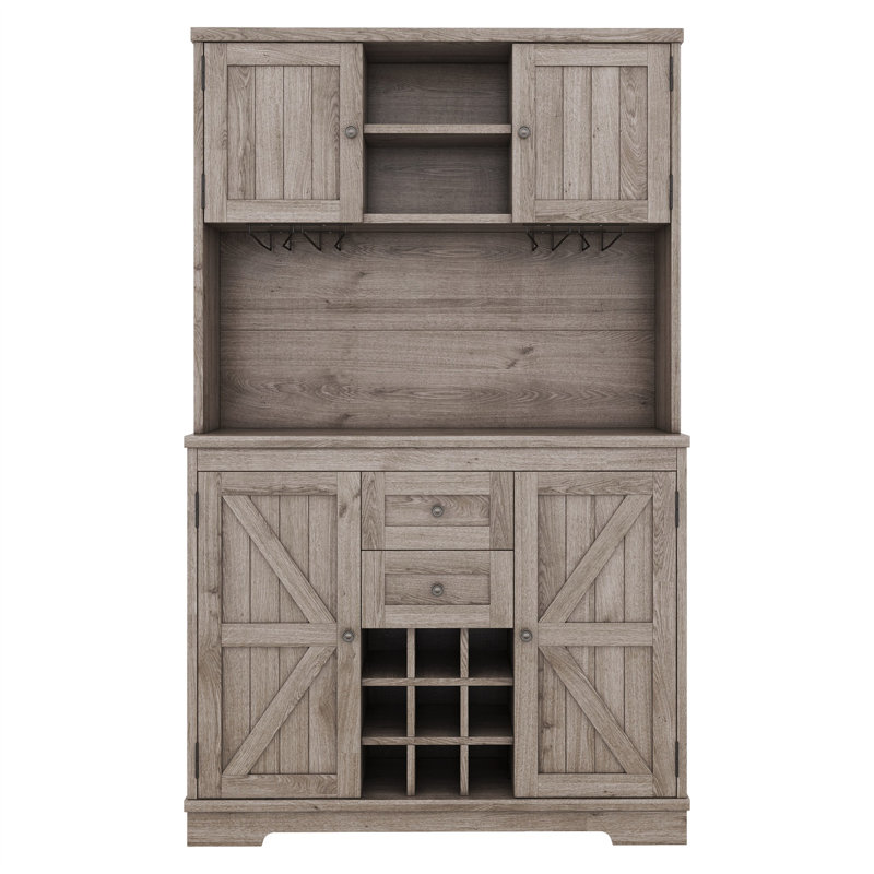 47.3" Coffee Bar Cabinet with Storage, Wine Glass Racks, Drawers & Shelves, Buffet Cabinet for Kitchen & Dining Room