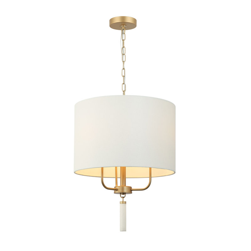 3 - Light Pendant, White, Painted Gold