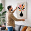 Vase with Radiating Leaves Mid-Century 1 Piece Wrapped Canvas Wall Art-1112587087-1112587084
