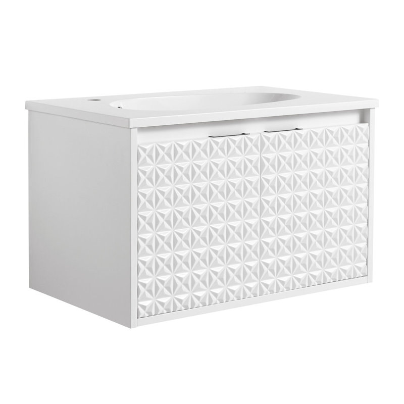 29.90'' Wall Mounted Single Bathroom Vanity with Ceramic Top