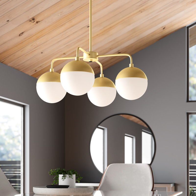 Lustre linéaire moderne à 4 lumières, Laiton satiné, Non