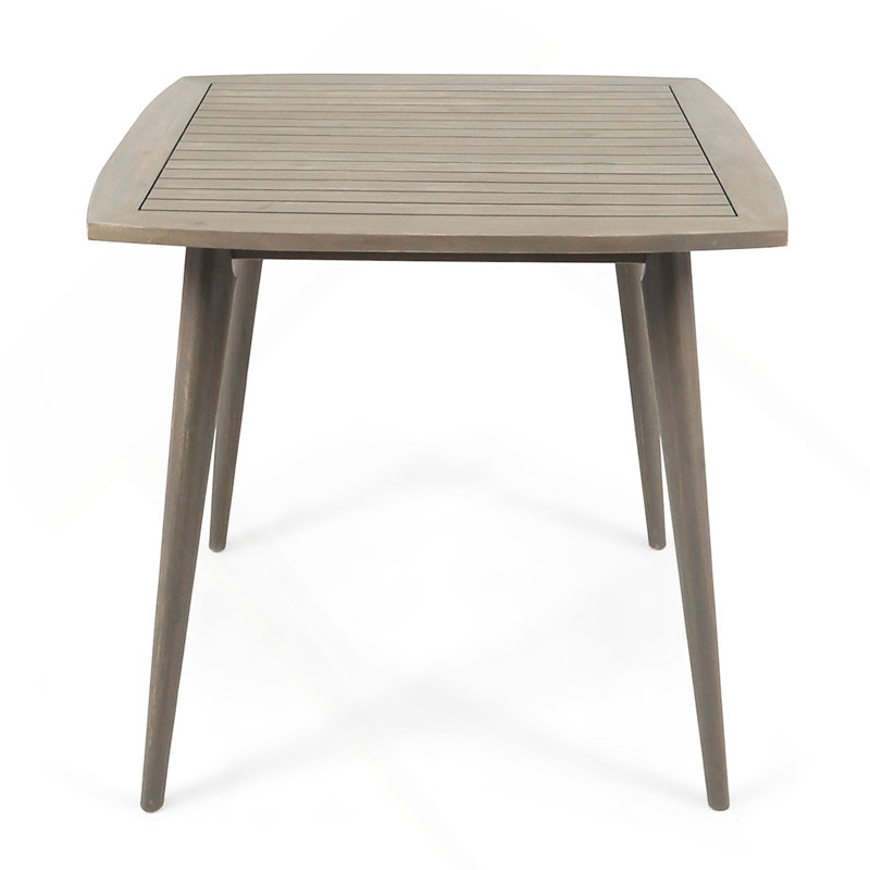 Outdoor Square Acacia Wood Table With Straight Legs, Gray, Gray