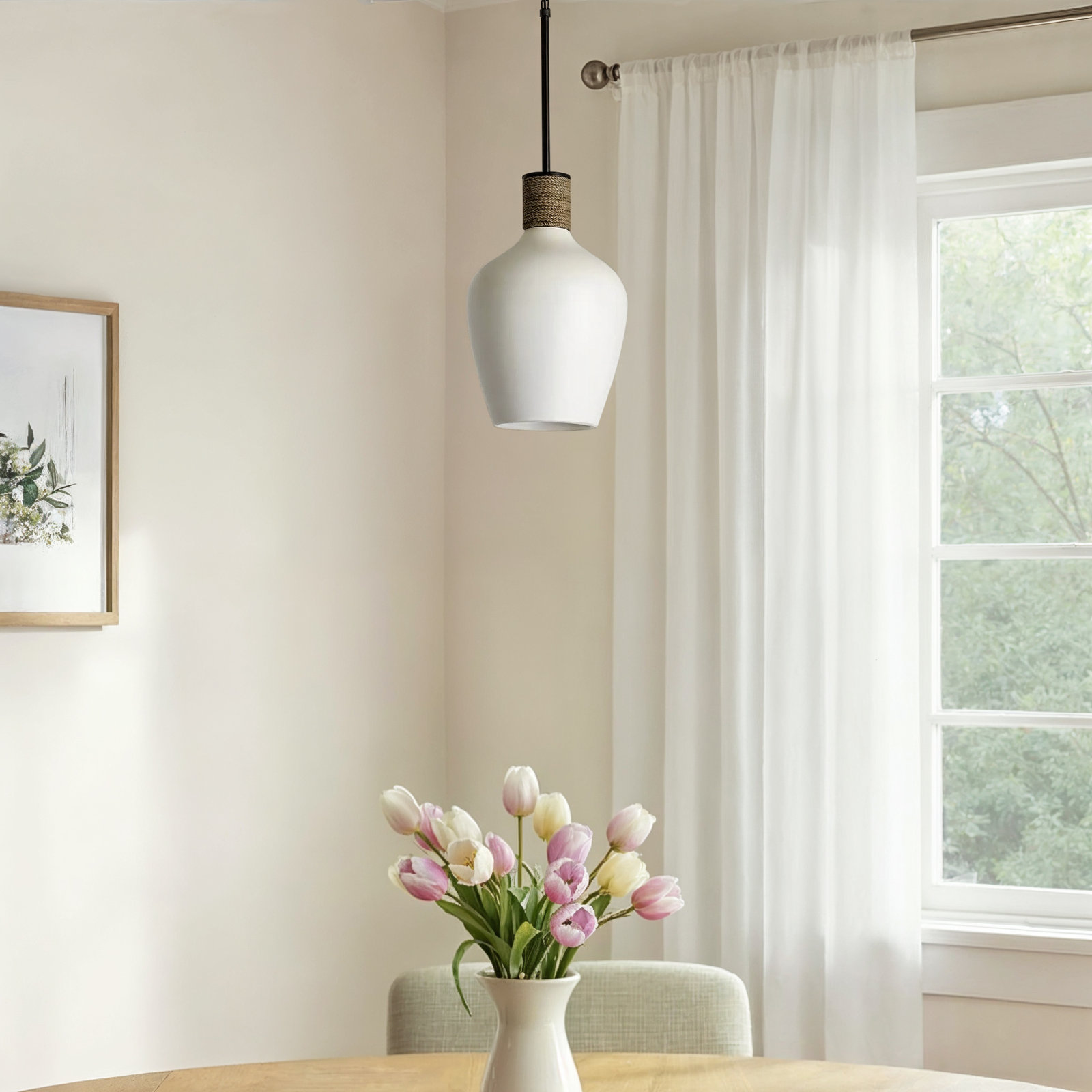 Gwenelle Single Light Ceramic Dimmable Pendant