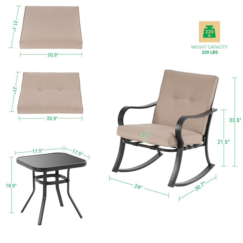 Ensemble de conversation berçant avec coussins 3 pièces Britan, Beige