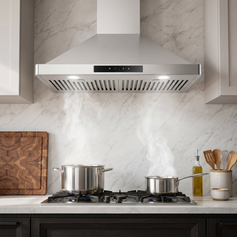 Hotte murale de 76 cm (30 po), hotte de cuisine à conduit à 6 vitesses avec éclairage DEL et filtres lavables en acier inoxydable